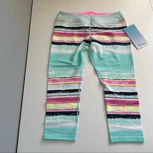 NWT Ivivva by Lululemon Rhythmic Crop Mint & Pink Sunset Stripe